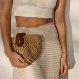 Marielle Straw Half Moon Bag