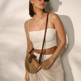Marielle Straw Half Moon Bag