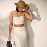 Fawn Rattan Box Crossbody Bag in Black