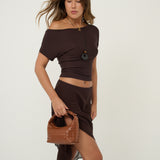 Cleo Woven Handbag in Tan
