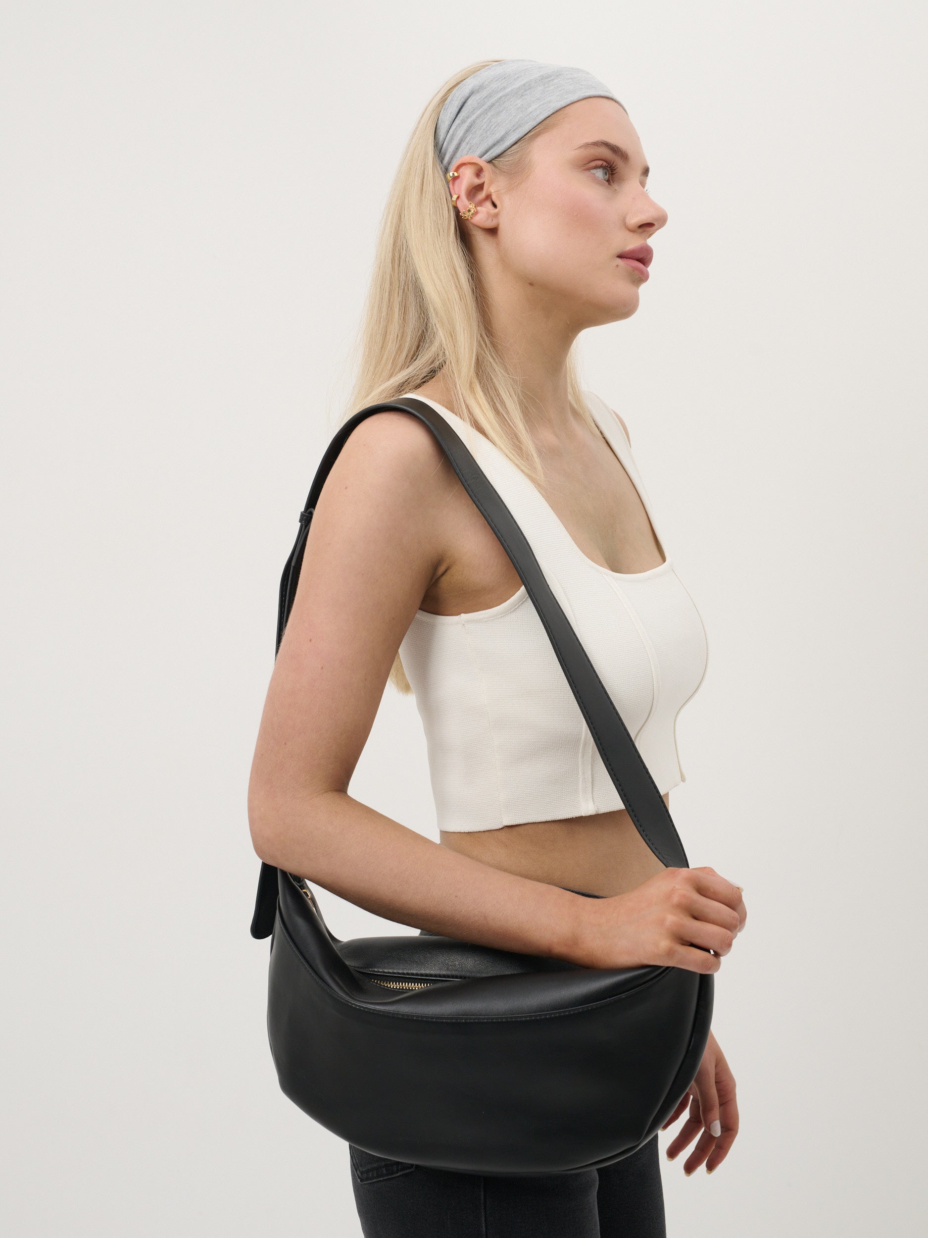 Hobo Crossbody Bag in Black