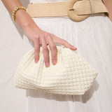Venetia Woven Clutch Bag in White