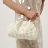 Venetia Woven Clutch Bag in White