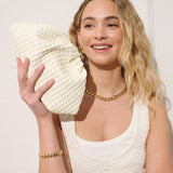 Venetia Woven Clutch Bag in White