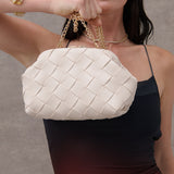 Gianna Woven Clutch Bag in Beige