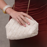 Gianna Woven Clutch Bag in Beige