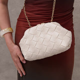 Gianna Woven Clutch Bag in Beige