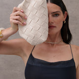 Gianna Woven Clutch Bag in Beige
