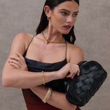 Gianna Woven Clutch Bag in Black