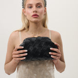 Gianna Woven Clutch Bag in Black