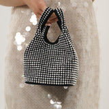 Khloe Rhinestone Party Bag in Black