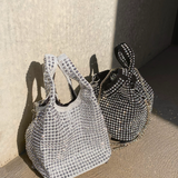 Khloe Rhinestone Party Bag in Silver