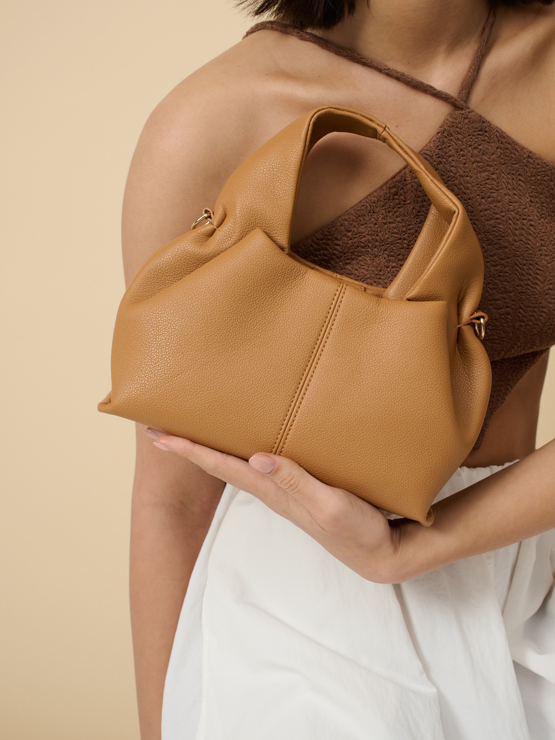 [MOQ*2] Luminie Hobo Handbag in Tan