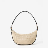 Lenora Banana Straw Bag in Black