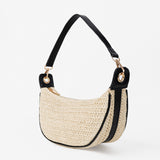 Lenora Banana Straw Bag in Black