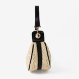 Lenora Banana Straw Bag in Black