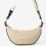 Lenora Banana Straw Bag in Black