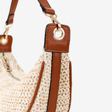Lenora Banana Straw Bag in Tan