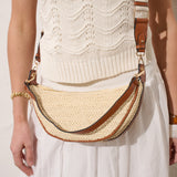 Lenora Banana Straw Bag in Tan