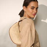 Lenora Banana Straw Bag in Tan