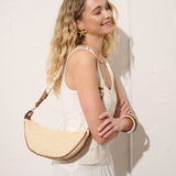 Lenora Banana Straw Bag in Tan