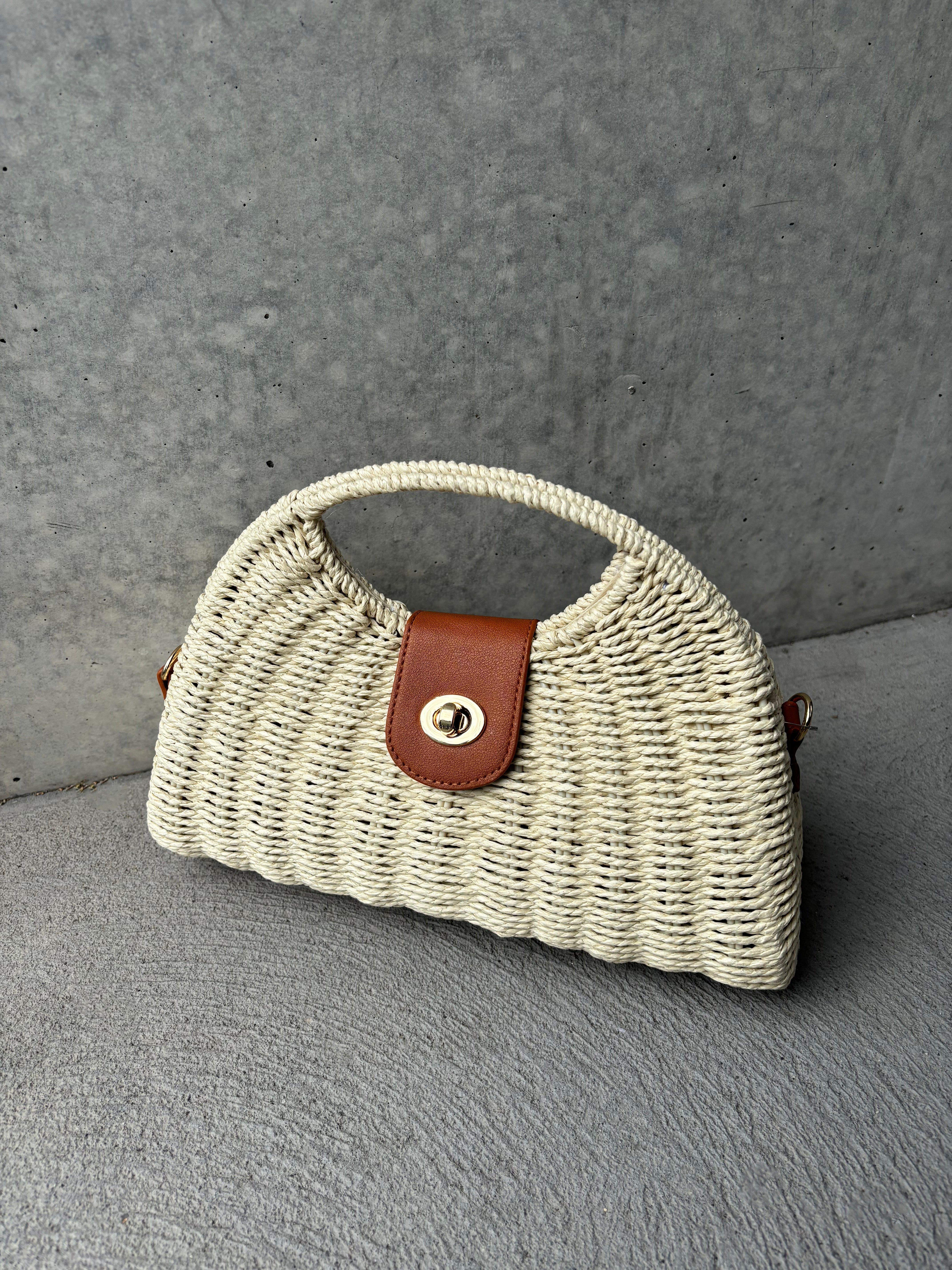 Maggie Summer Straw Bag in Beige