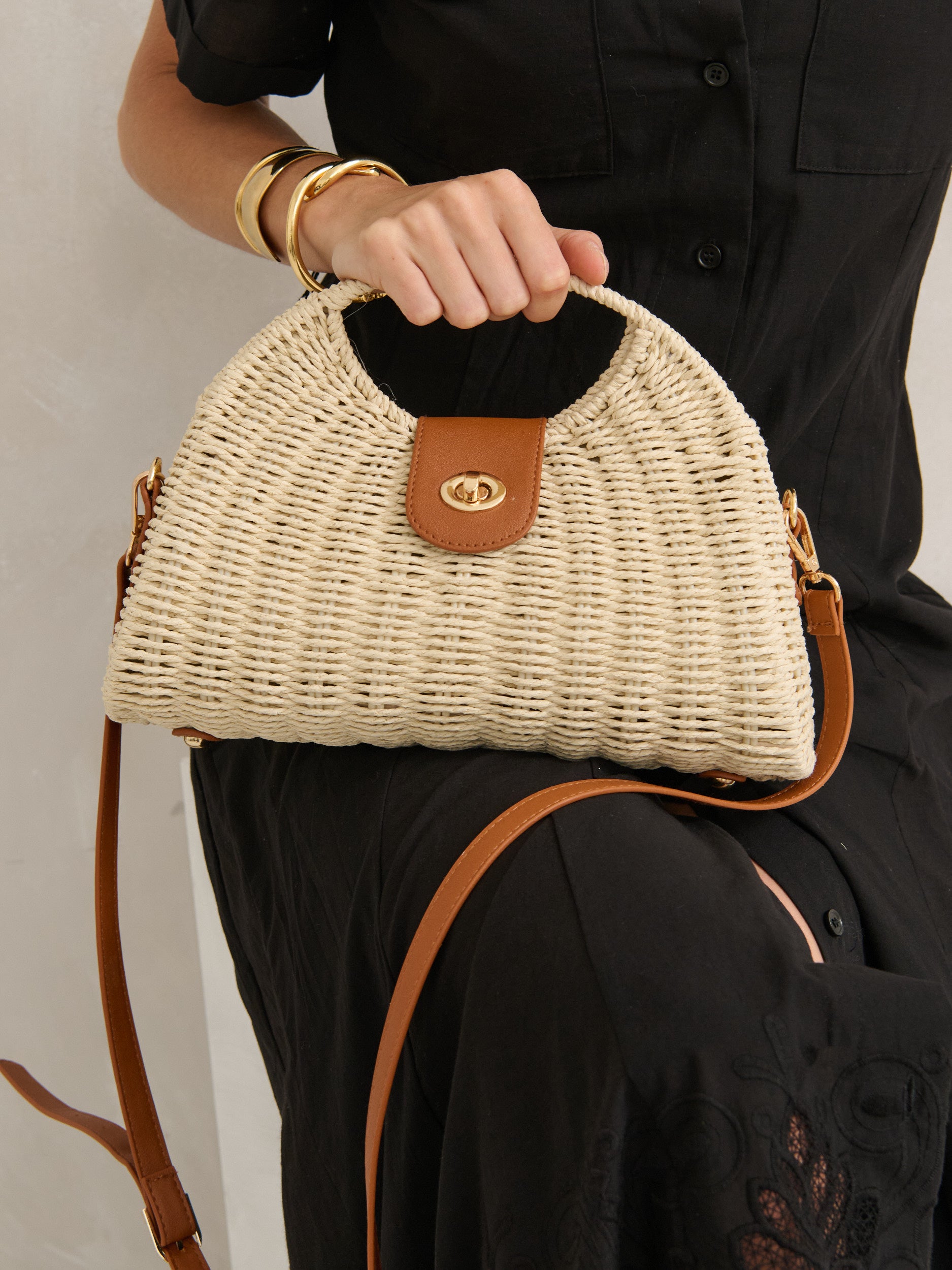 Maggie Summer Straw Bag in Beige