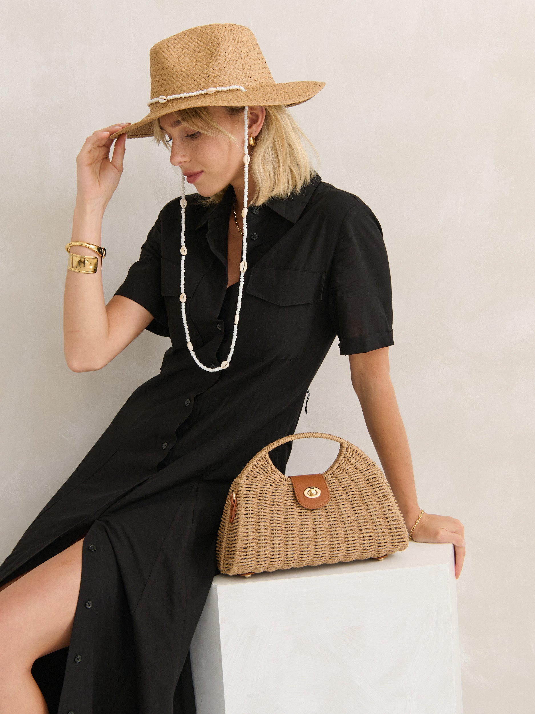 Maggie Summer Straw Bag in Tan