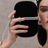 Martini Rhinestone Strap Clutch in Black