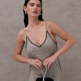 Martini Rhinestone Strap Clutch in Black