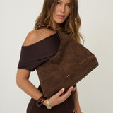 Remy Suede Shoulder Bag in Brown