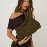 Remy Suede Shoulder Bag in Olive