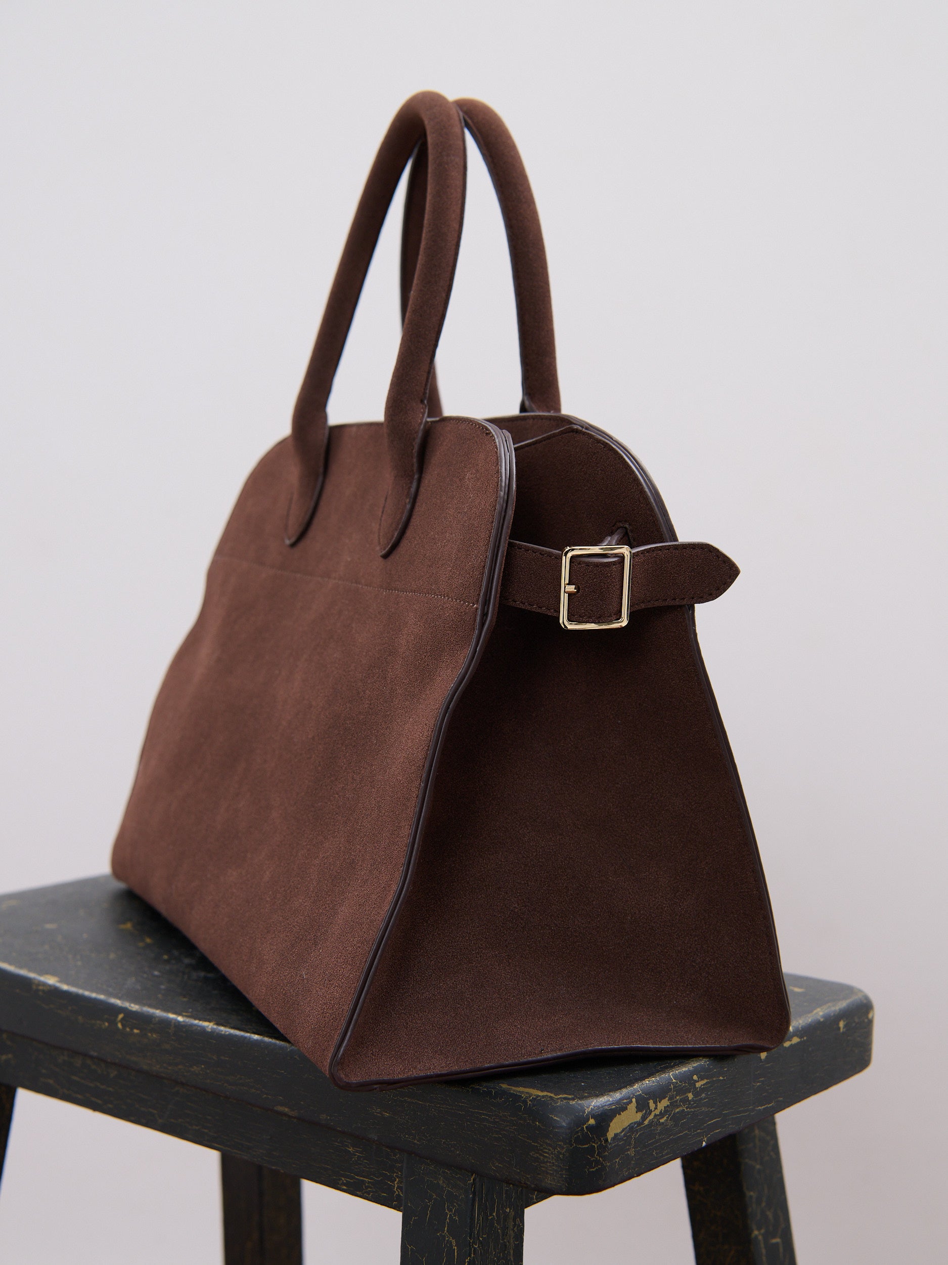 Clemence Tote Bag in Brown Suede