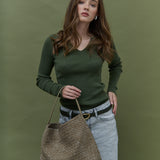 Calla Woven Handbag in Olive