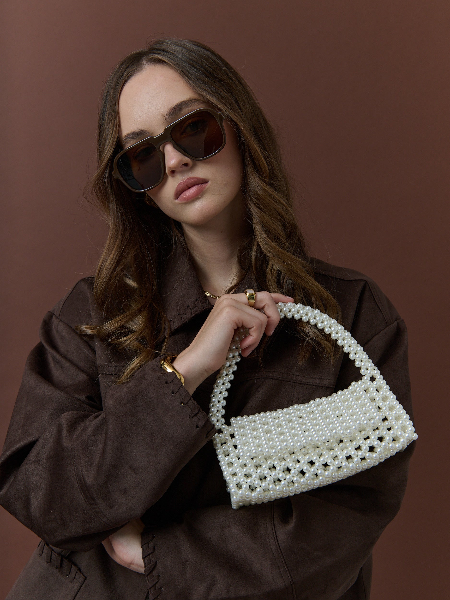 Camilia Beaded Pearl Clutch