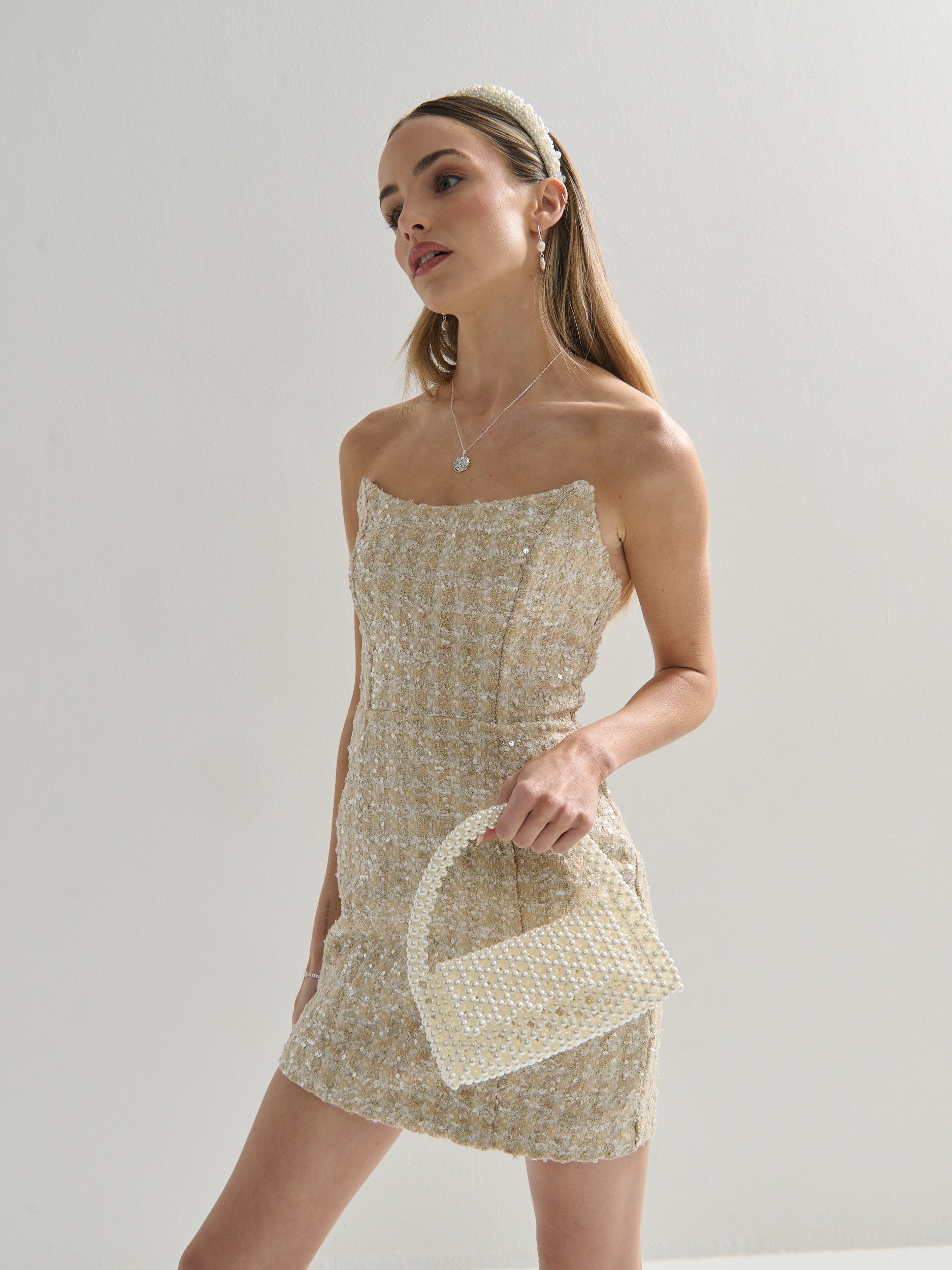 Camilia Beaded Pearl Clutch