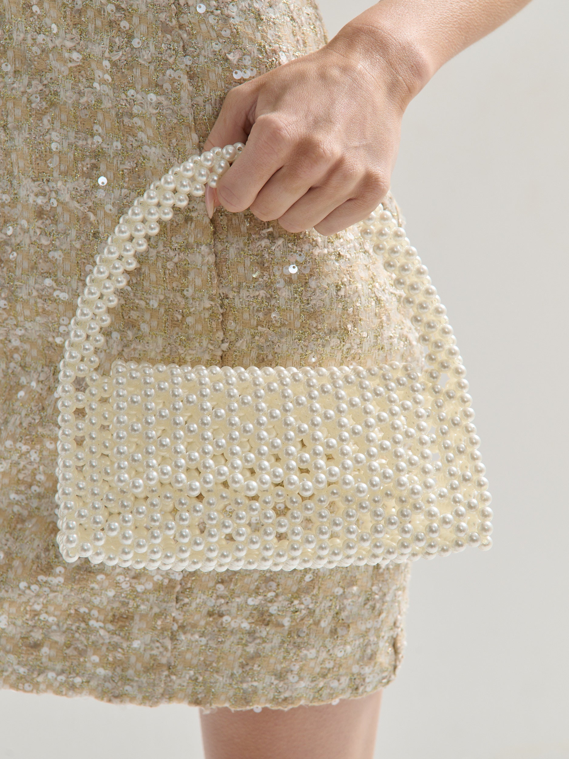 Camilia Beaded Pearl Clutch