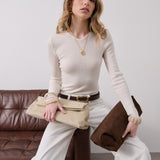Becca Suede Clutch Bag in Brown