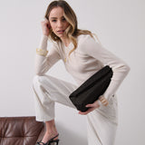 [New Colour] Becca Suede Clutch Bag in Black