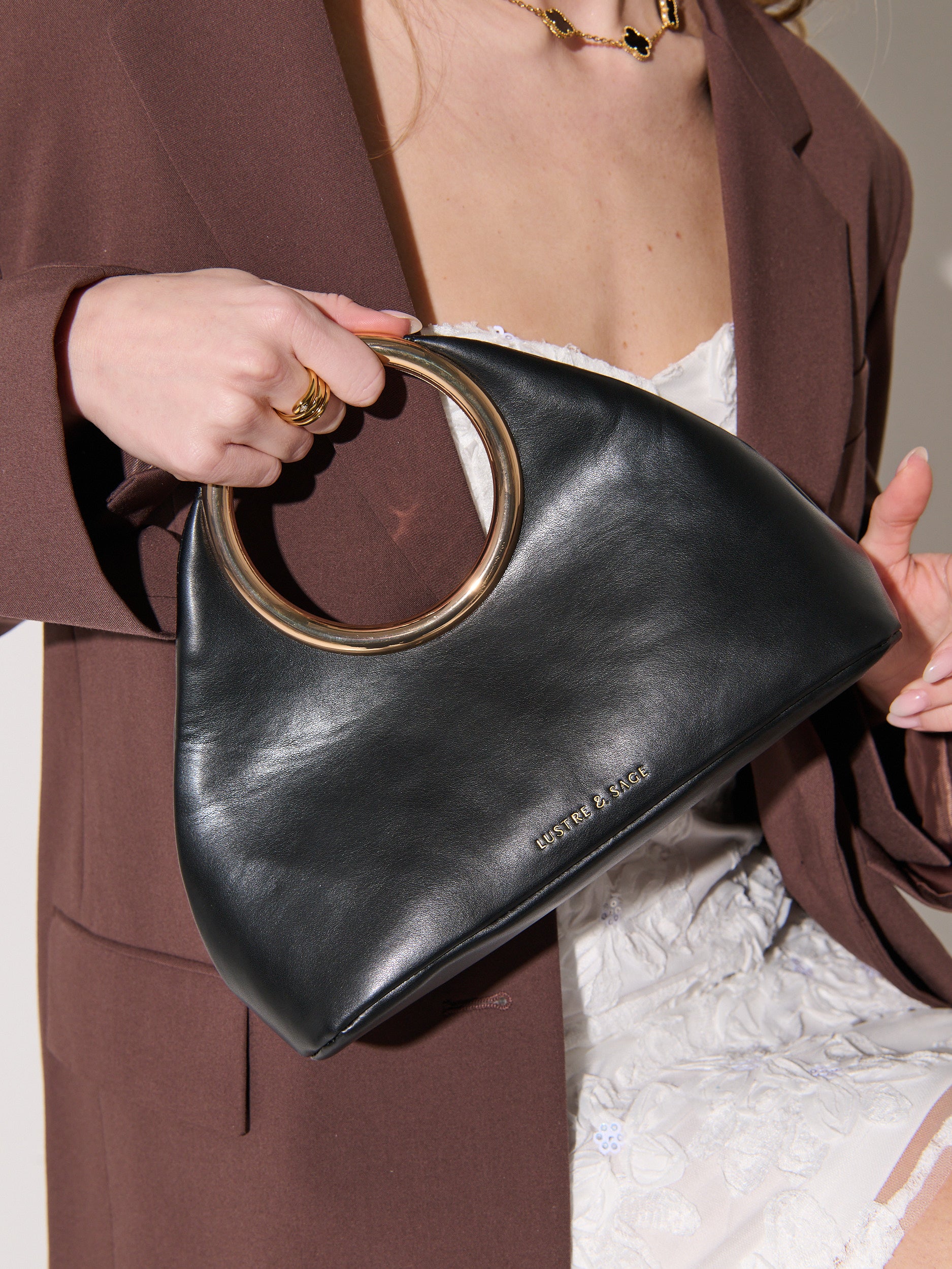 Hailey Statement Handle Bag in Black