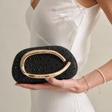 Celina Crystal Statement Clutch Bag in Black