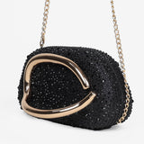 Celina Crystal Statement Clutch Bag in Black