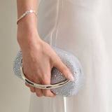 Celina Crystal Statement Clutch Bag in Silver