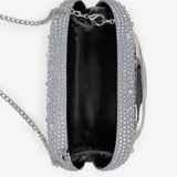 Celina Crystal Statement Clutch Bag in Silver