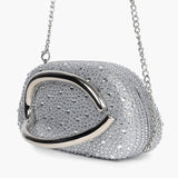 Celina Crystal Statement Clutch Bag in Silver