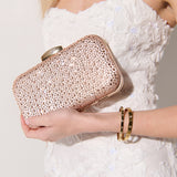 Romie Rhinestone Clutch Bag in Champagne