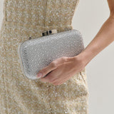 Romie Rhinestone Clutch Bag in Silver