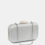 Romie Rhinestone Clutch Bag in Silver