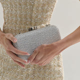 Romie Rhinestone Clutch Bag in Silver