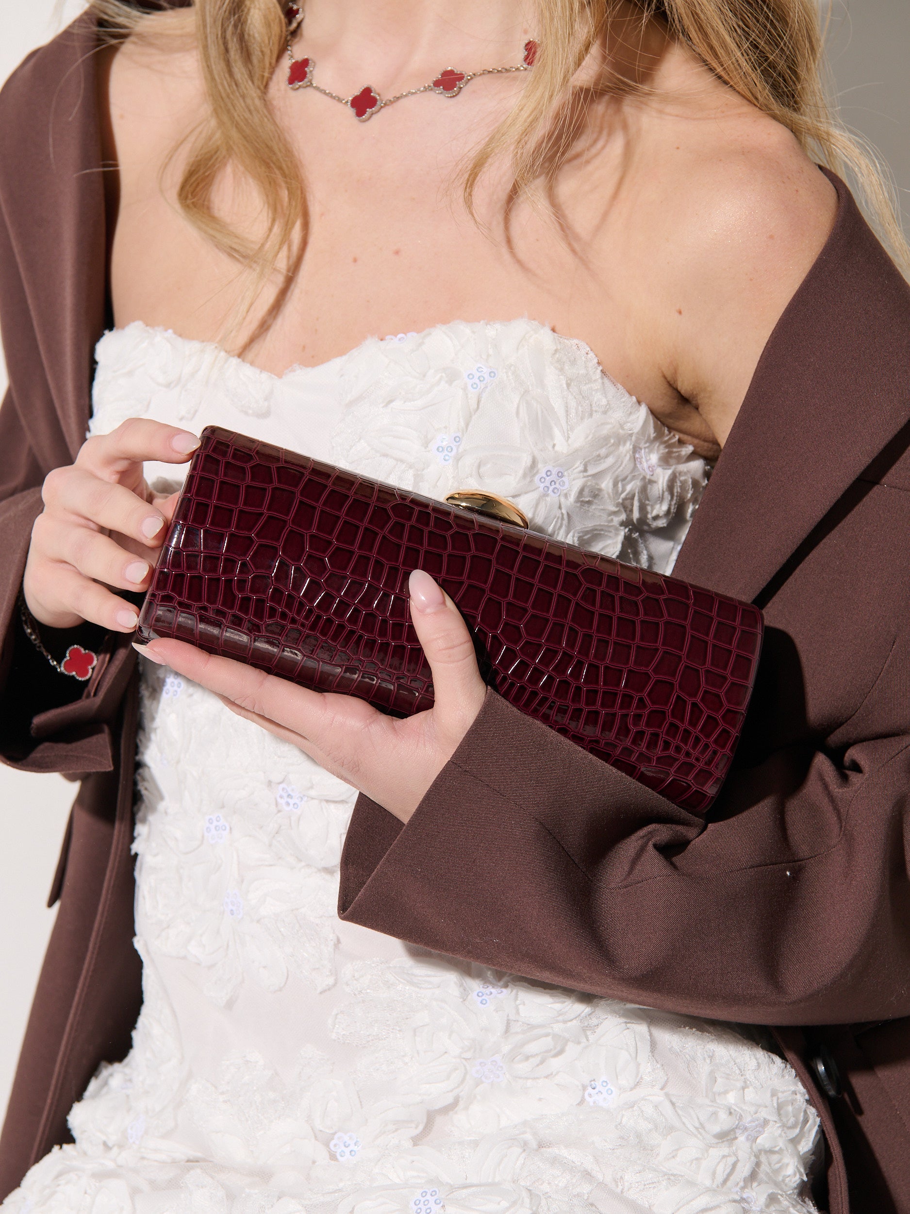Karina Evening Clutch Bag in Burgundy